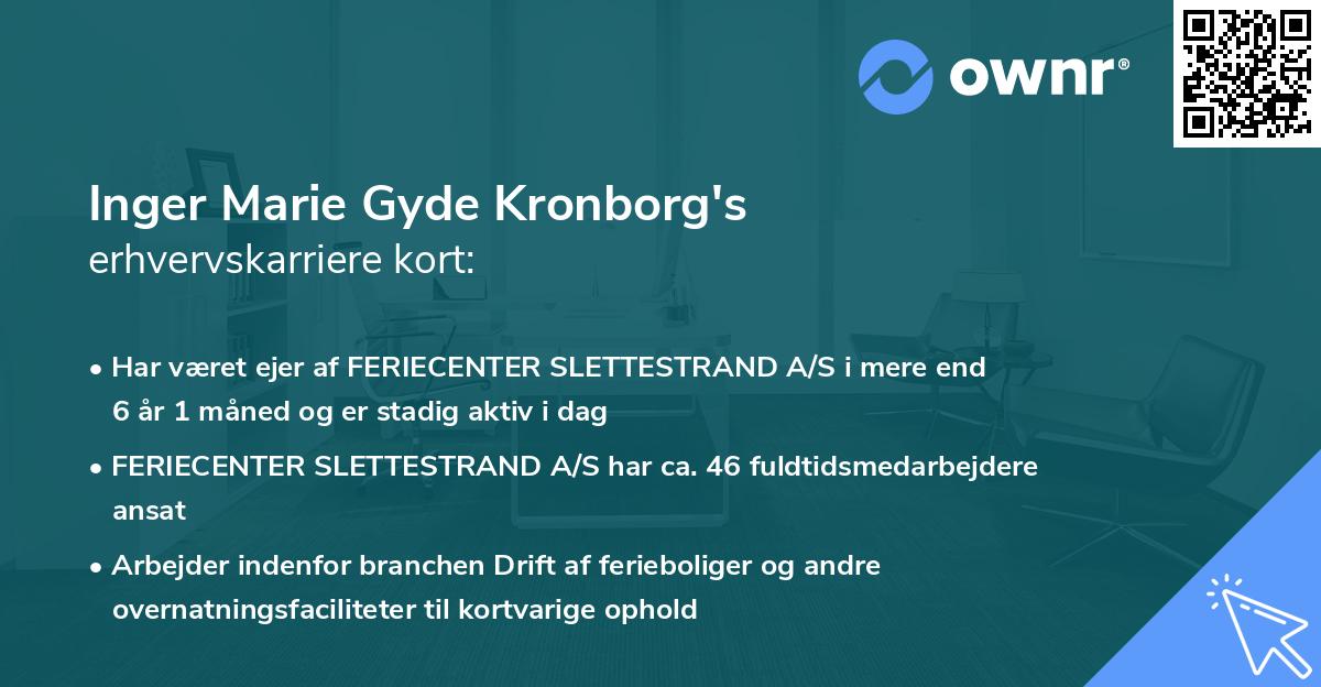 Inger Marie Gyde Kronborg's erhvervskarriere kort