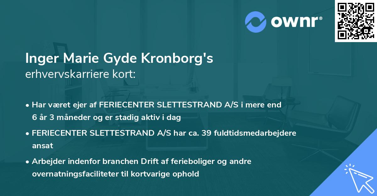 Inger Marie Gyde Kronborg's erhvervskarriere kort