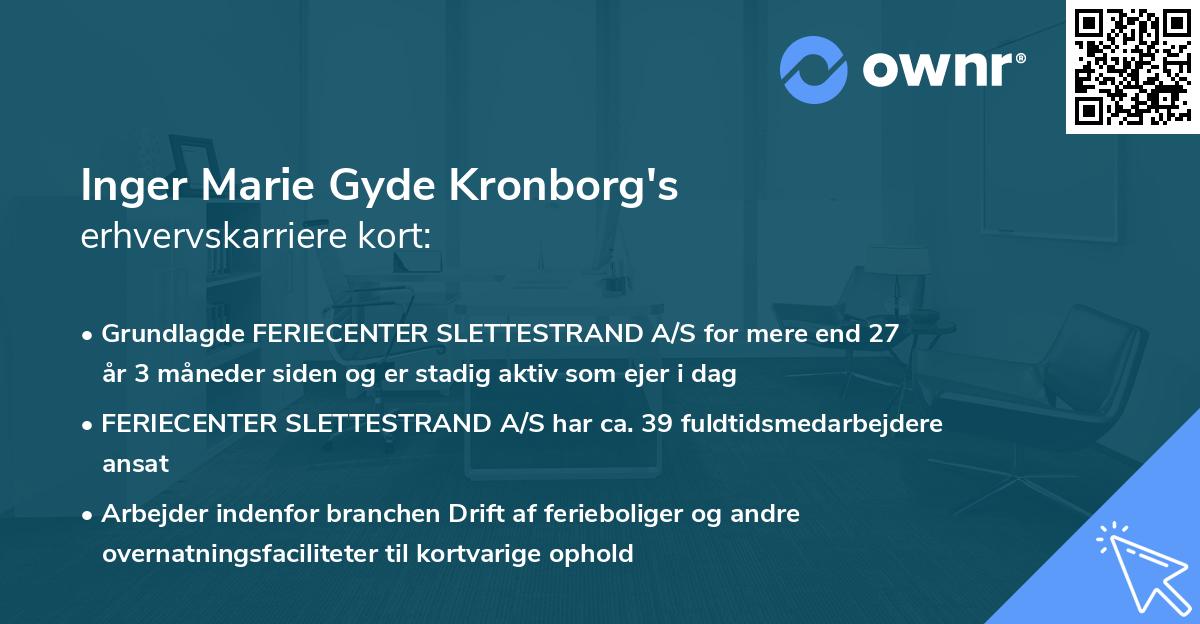 Inger Marie Gyde Kronborg's erhvervskarriere kort