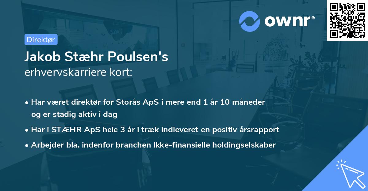 Jakob Stæhr Poulsen's erhvervskarriere kort