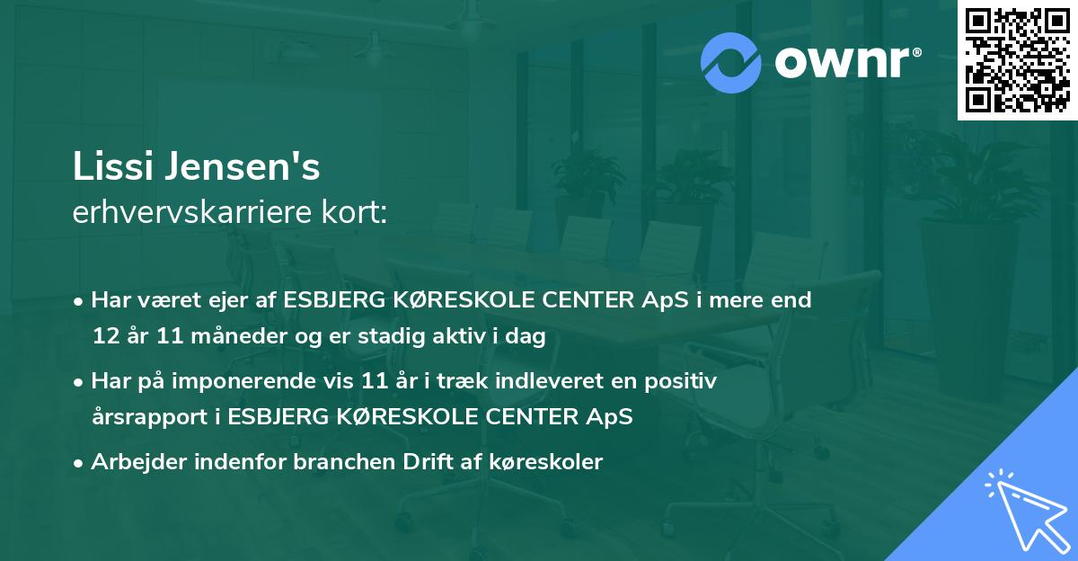 Lissi Jensen's erhvervskarriere kort