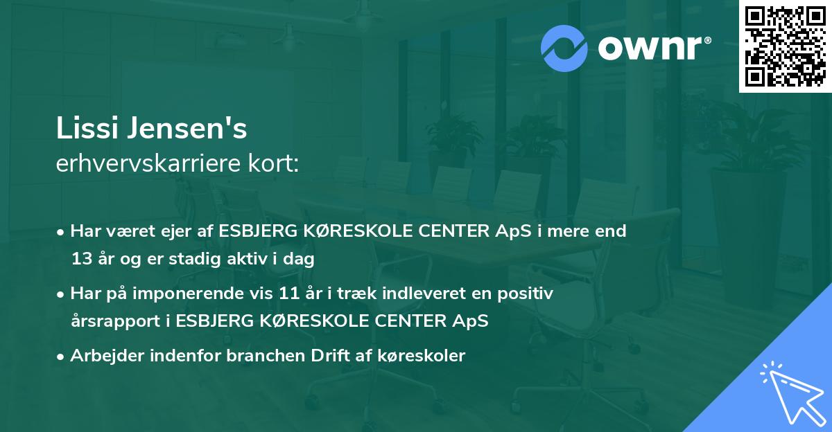 Lissi Jensen's erhvervskarriere kort