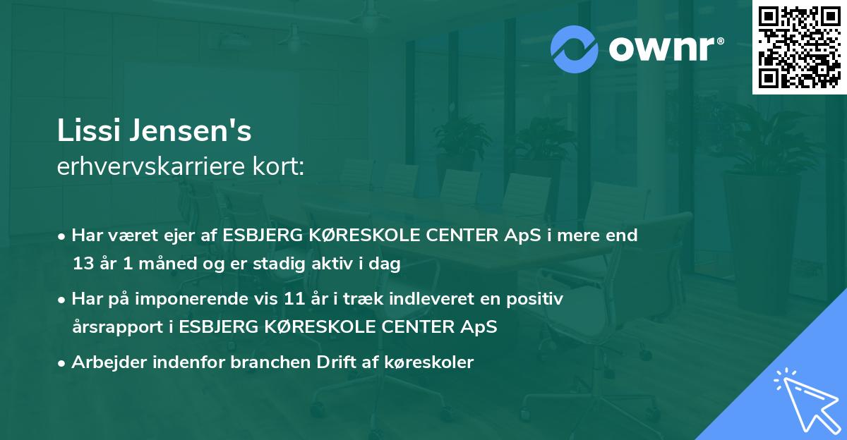 Lissi Jensen's erhvervskarriere kort