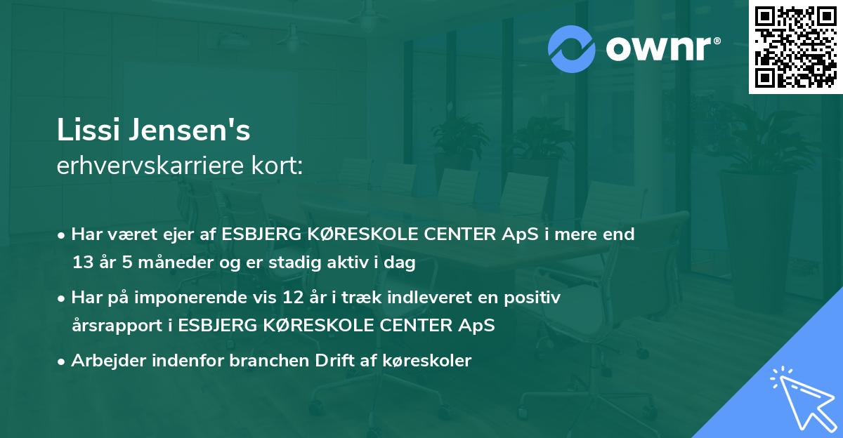 Lissi Jensen's erhvervskarriere kort