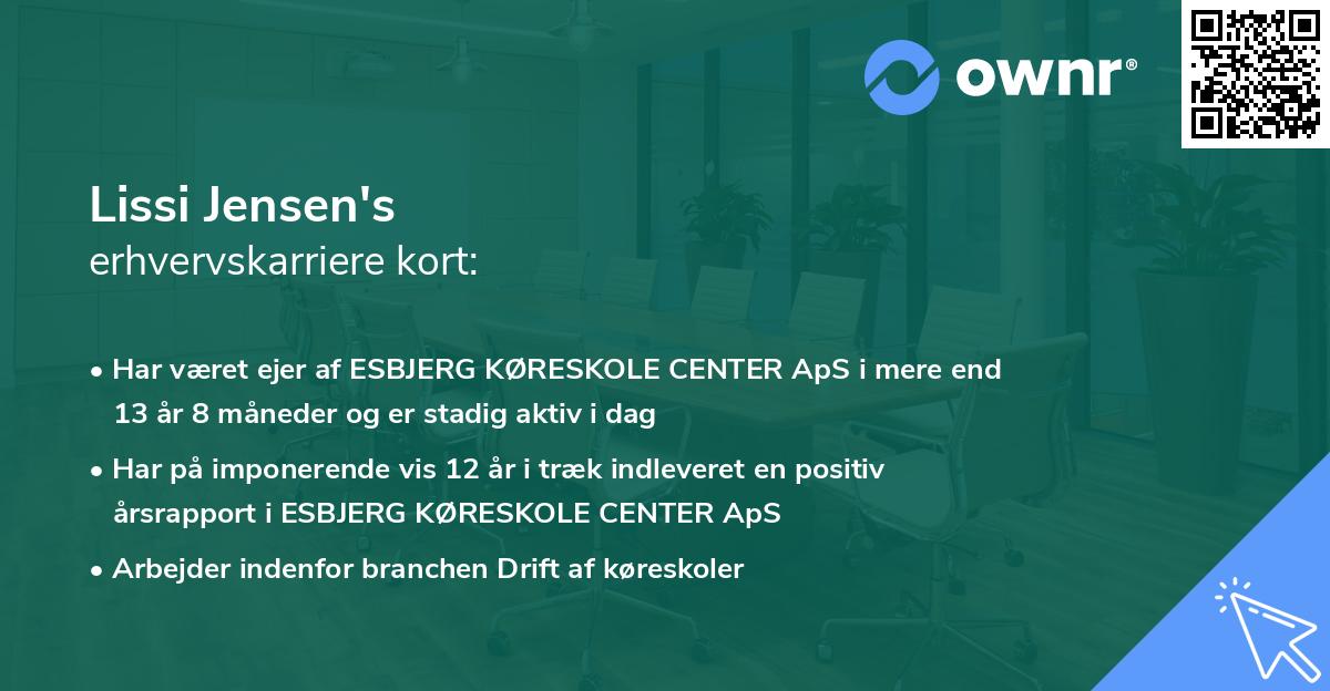 Lissi Jensen's erhvervskarriere kort