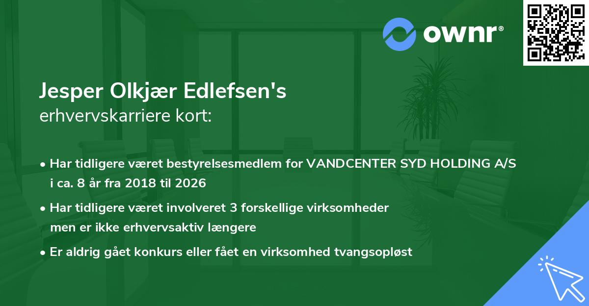 Jesper Olkjær Edlefsen's erhvervskarriere kort