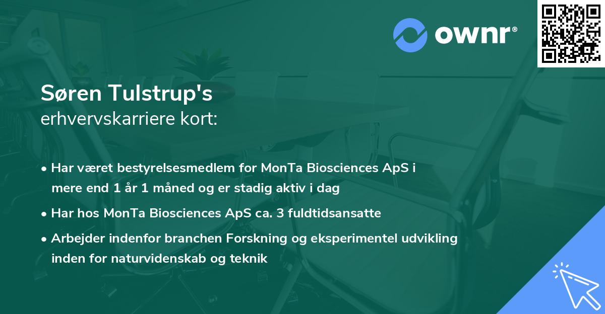 Søren Tulstrup's erhvervskarriere kort