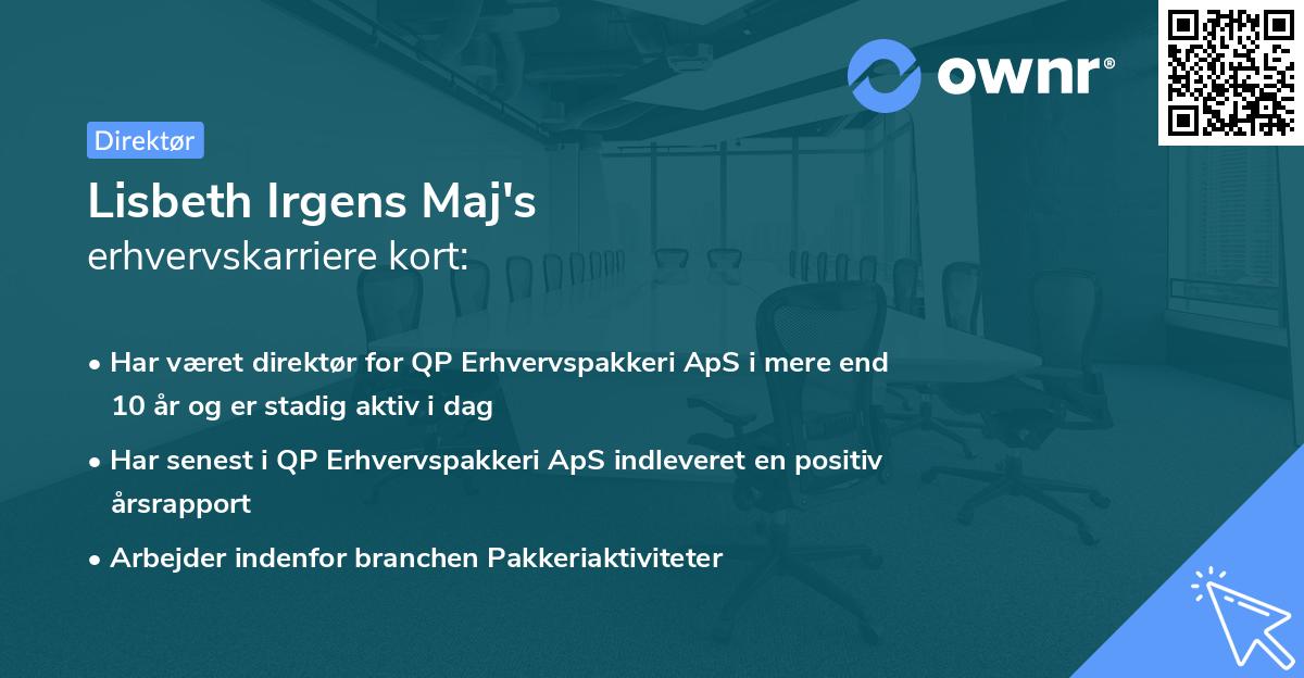 Lisbeth Irgens Maj's erhvervskarriere kort