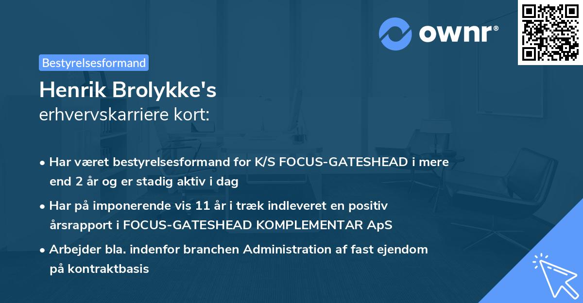 Henrik Brolykke's erhvervskarriere kort