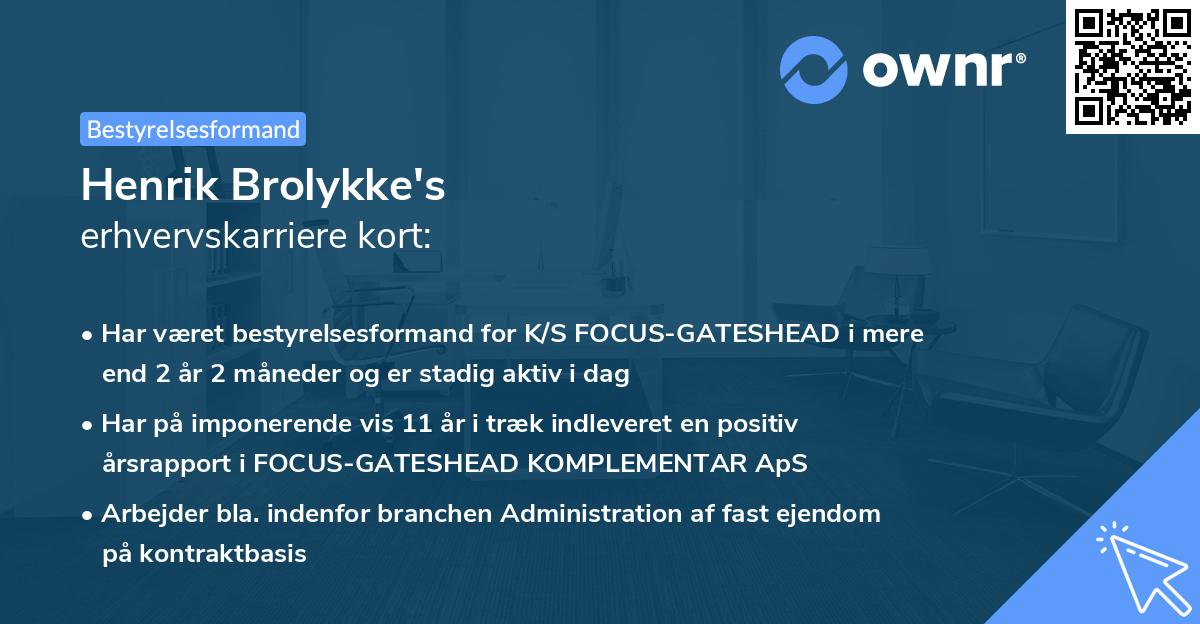Henrik Brolykke's erhvervskarriere kort
