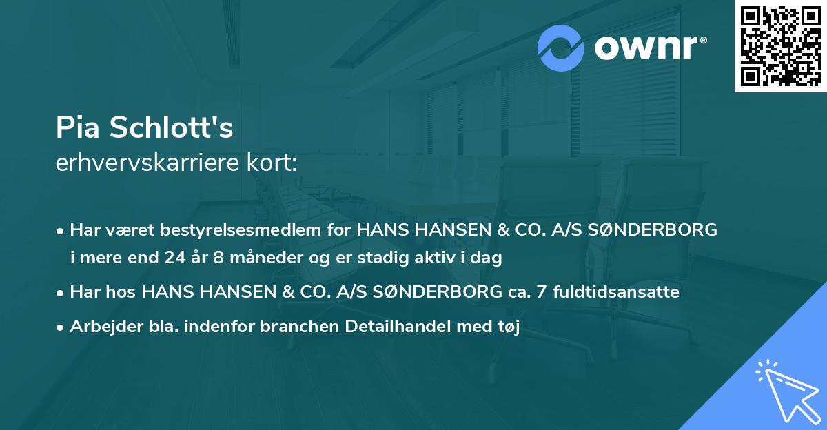 Pia Schlott's erhvervskarriere kort
