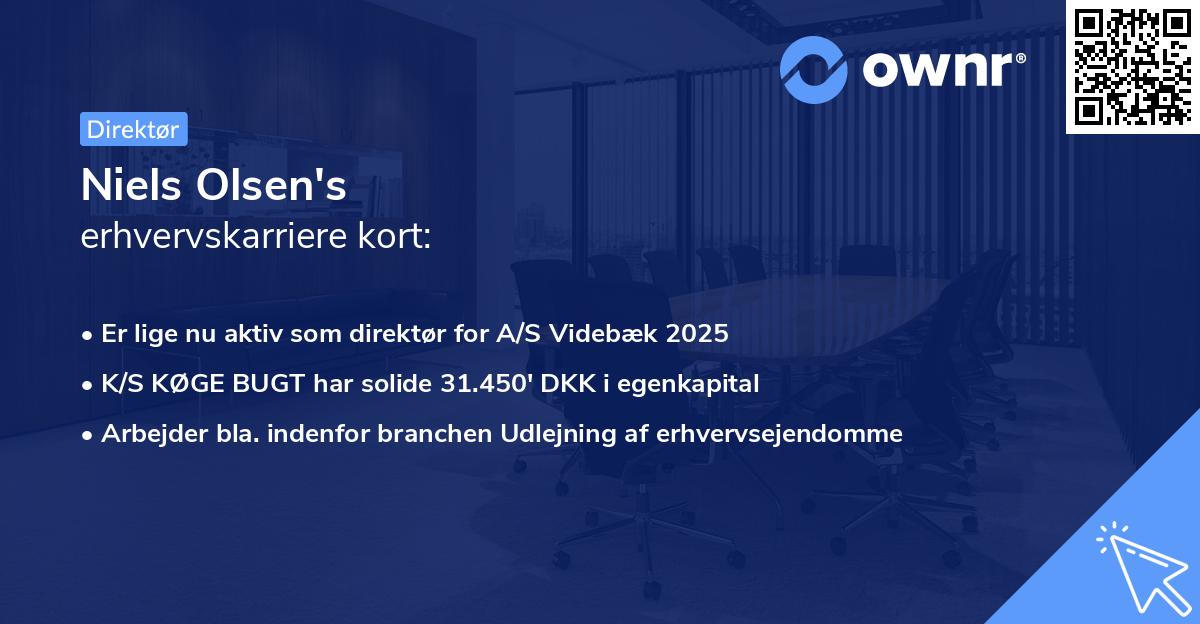 Niels Olsen's erhvervskarriere kort