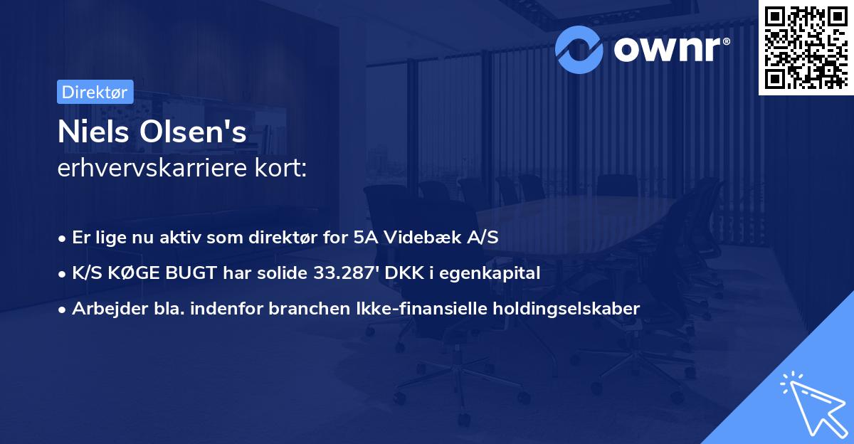 Niels Olsen's erhvervskarriere kort