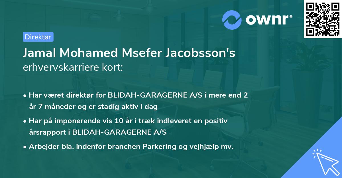 Jamal Mohamed Msefer Jacobsson's erhvervskarriere kort