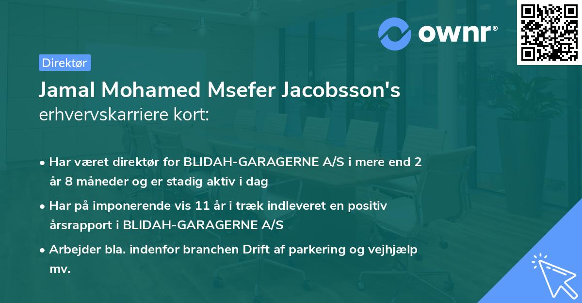 Jamal Mohamed Msefer Jacobsson's erhvervskarriere kort