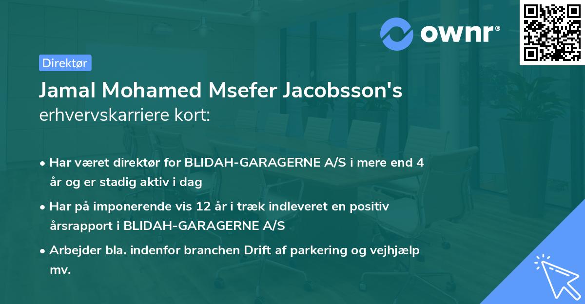 Jamal Mohamed Msefer Jacobsson's erhvervskarriere kort