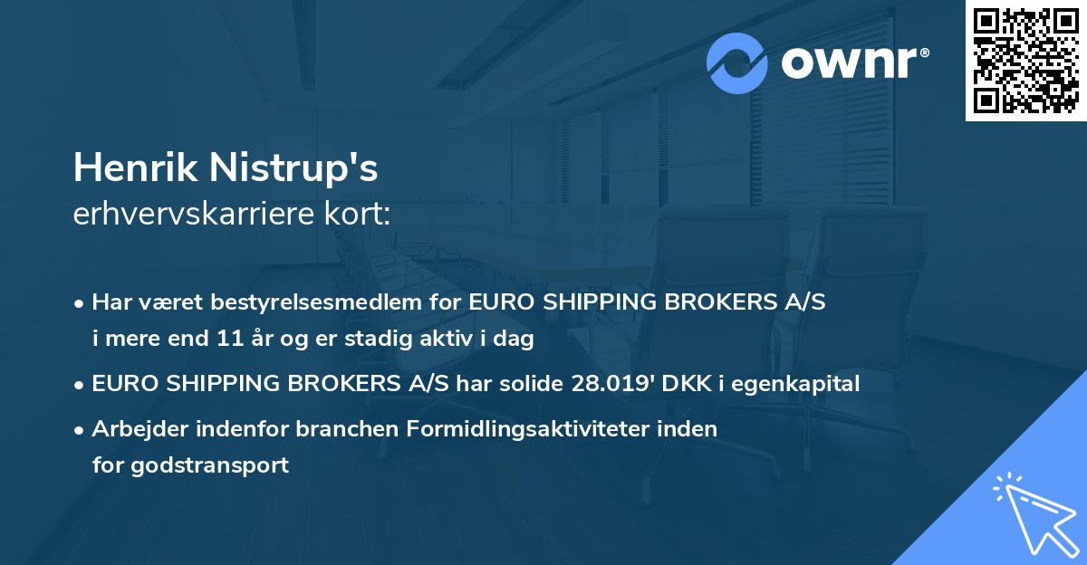 Henrik Nistrup's erhvervskarriere kort