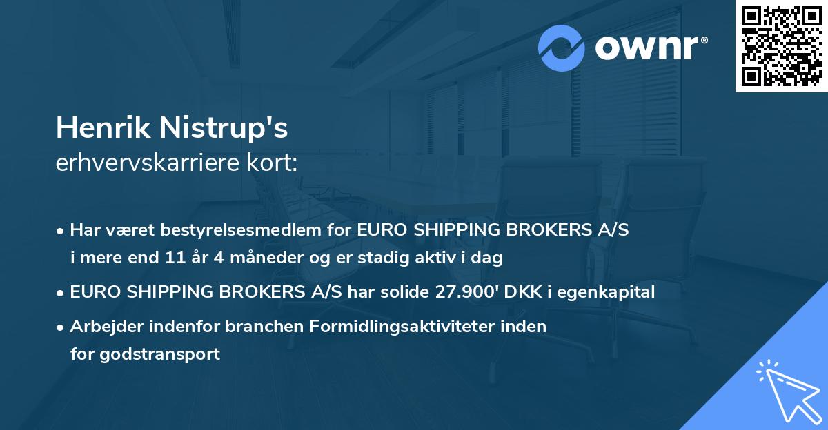 Henrik Nistrup's erhvervskarriere kort