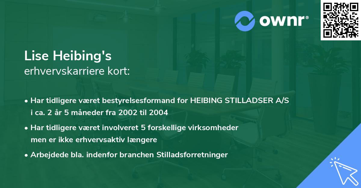 Lise Heibing's erhvervskarriere kort