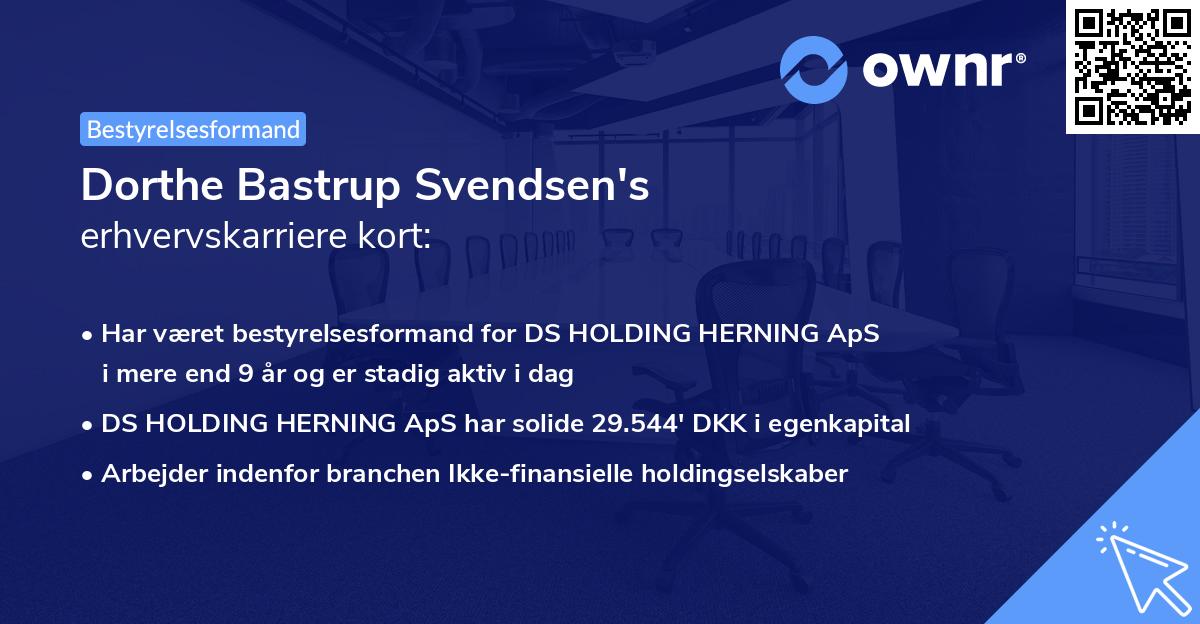 Dorthe Bastrup Svendsen's erhvervskarriere kort