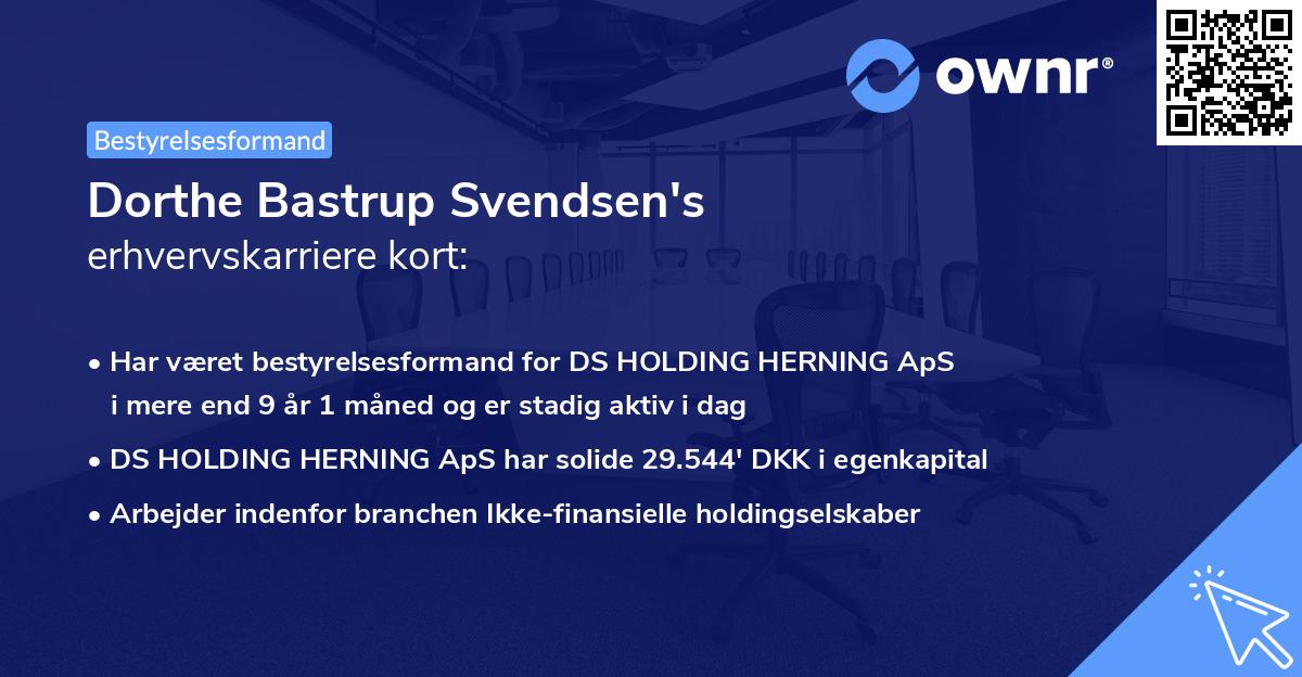 Dorthe Bastrup Svendsen's erhvervskarriere kort