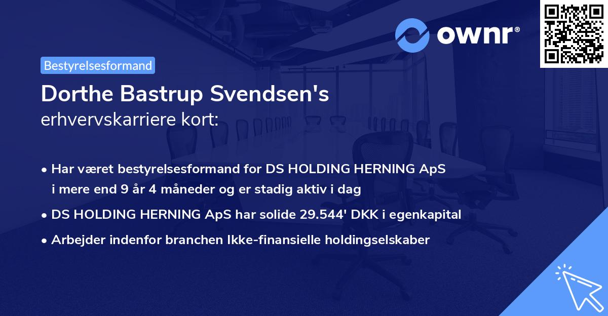 Dorthe Bastrup Svendsen's erhvervskarriere kort