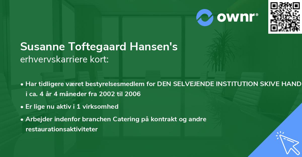 Susanne Toftegaard Hansen's erhvervskarriere kort