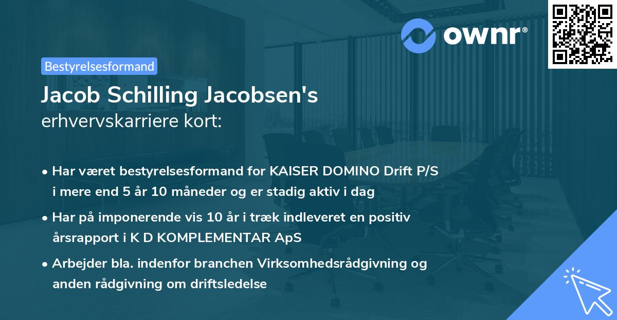 Jacob Schilling Jacobsen's erhvervskarriere kort