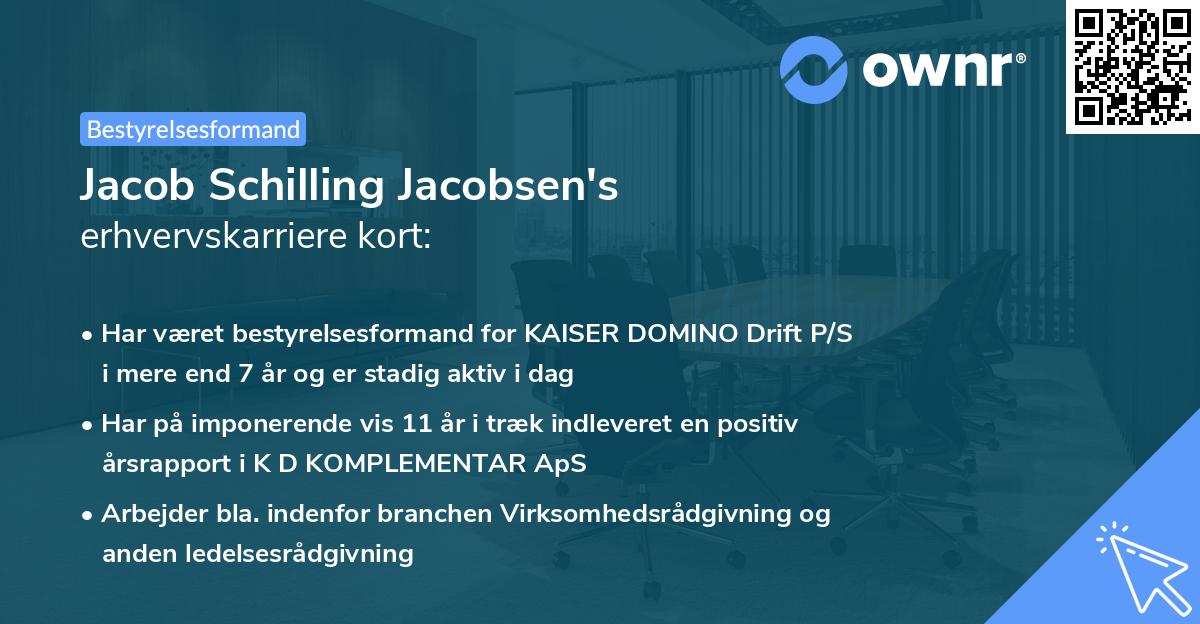 Jacob Schilling Jacobsen's erhvervskarriere kort