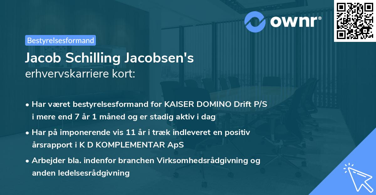Jacob Schilling Jacobsen's erhvervskarriere kort