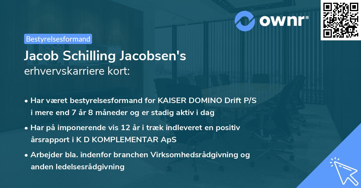 Jacob Schilling Jacobsen's erhvervskarriere kort
