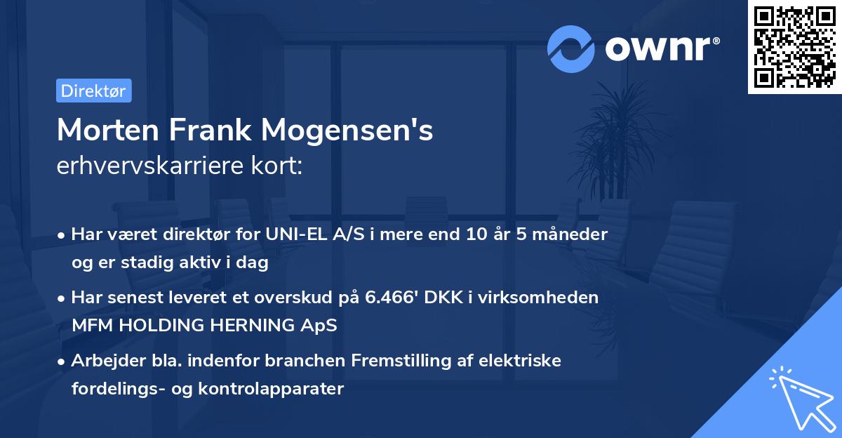 Morten Frank Mogensen's erhvervskarriere kort