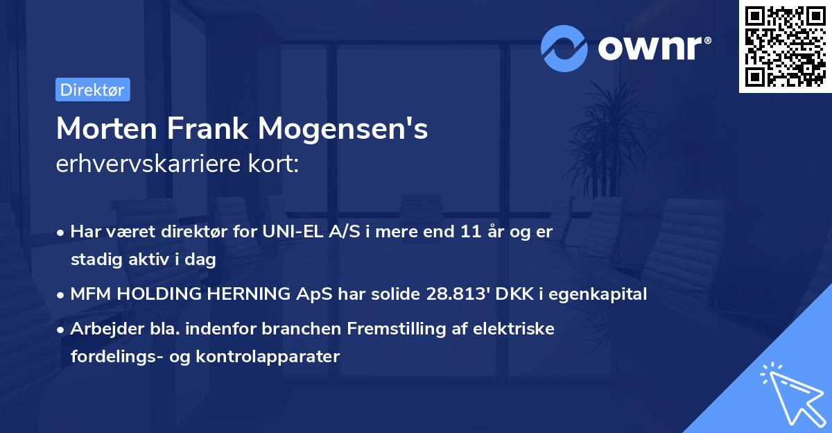Morten Frank Mogensen's erhvervskarriere kort