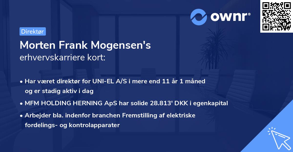 Morten Frank Mogensen's erhvervskarriere kort