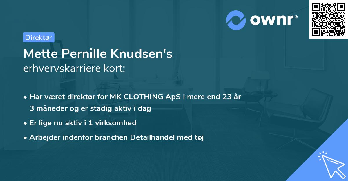 Mette Pernille Knudsen's erhvervskarriere kort