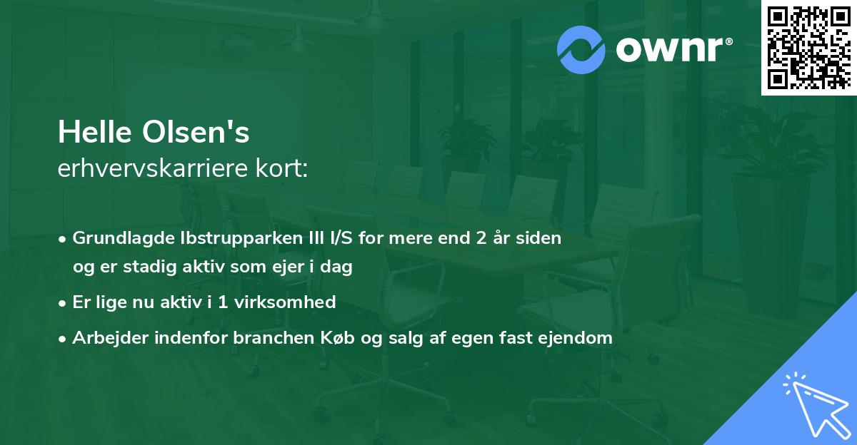 Helle Olsen's erhvervskarriere kort