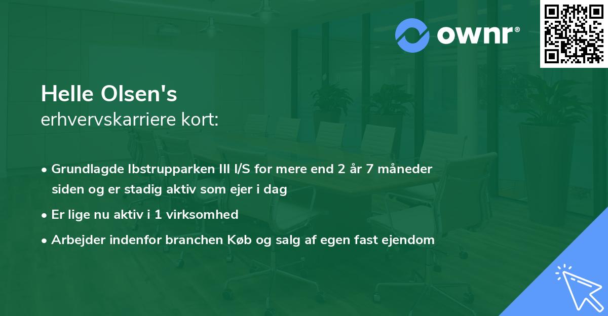 Helle Olsen's erhvervskarriere kort