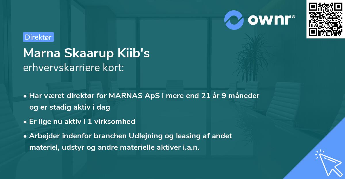 Marna Skaarup Kiib's erhvervskarriere kort