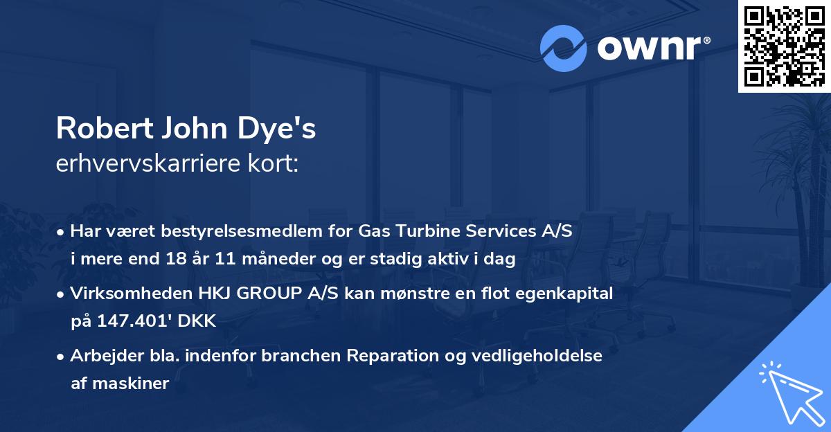 Robert John Dye's erhvervskarriere kort