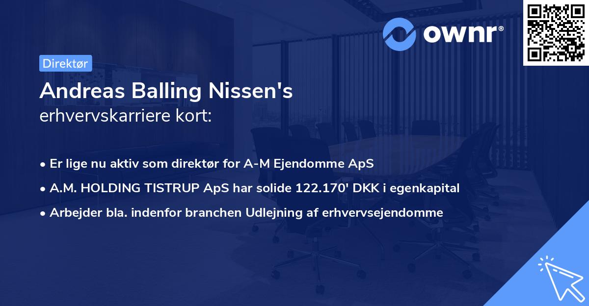 Andreas Balling Nissen's erhvervskarriere kort