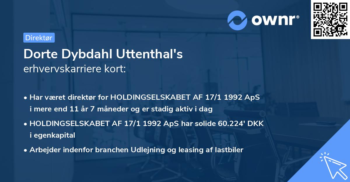 Dorte Dybdahl Uttenthal's erhvervskarriere kort