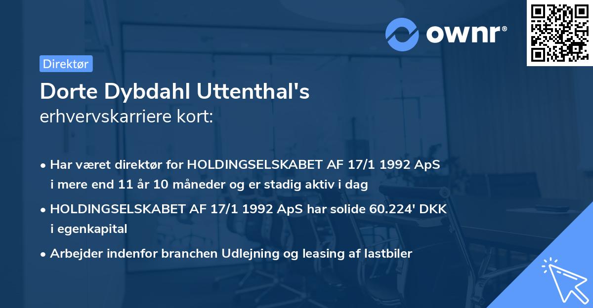 Dorte Dybdahl Uttenthal's erhvervskarriere kort