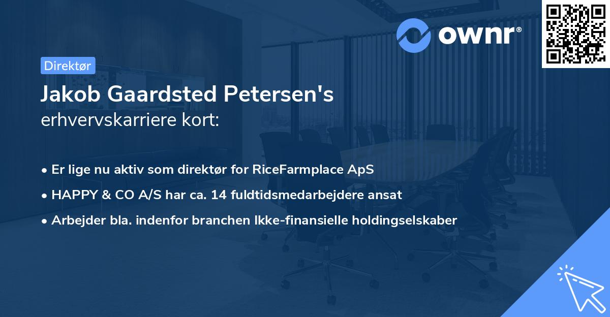 Jakob Gaardsted Petersen's erhvervskarriere kort