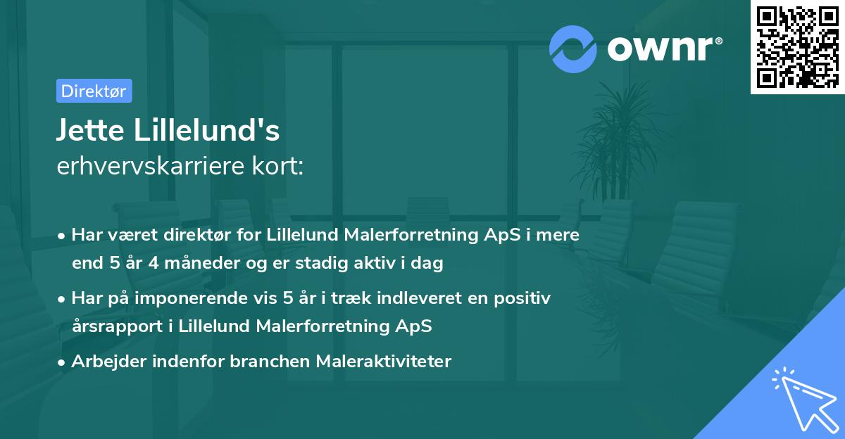 Jette Lillelund's erhvervskarriere kort