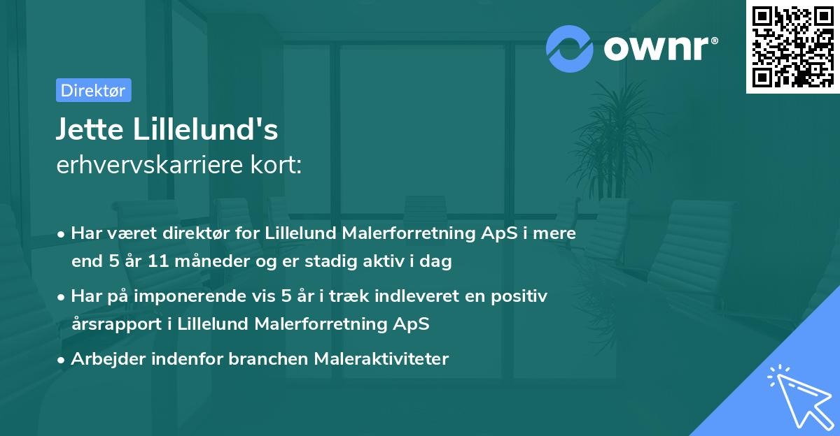 Jette Lillelund's erhvervskarriere kort