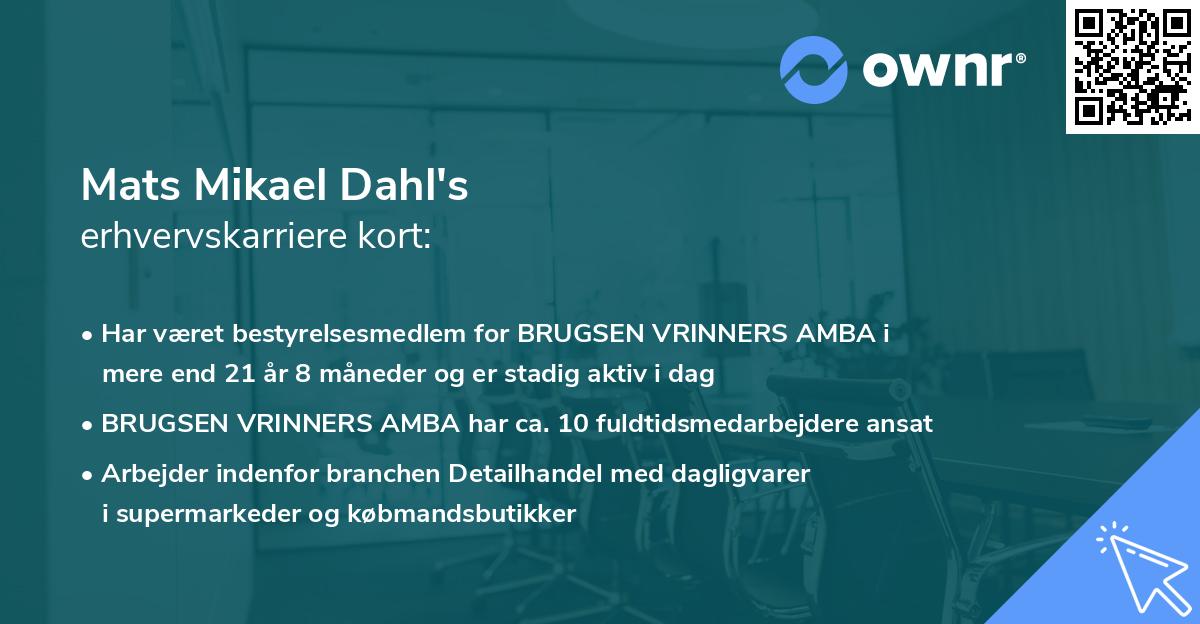 Mats Mikael Dahl's erhvervskarriere kort