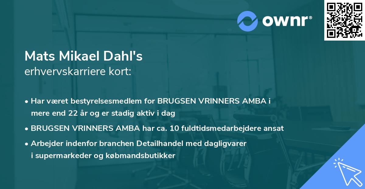 Mats Mikael Dahl's erhvervskarriere kort