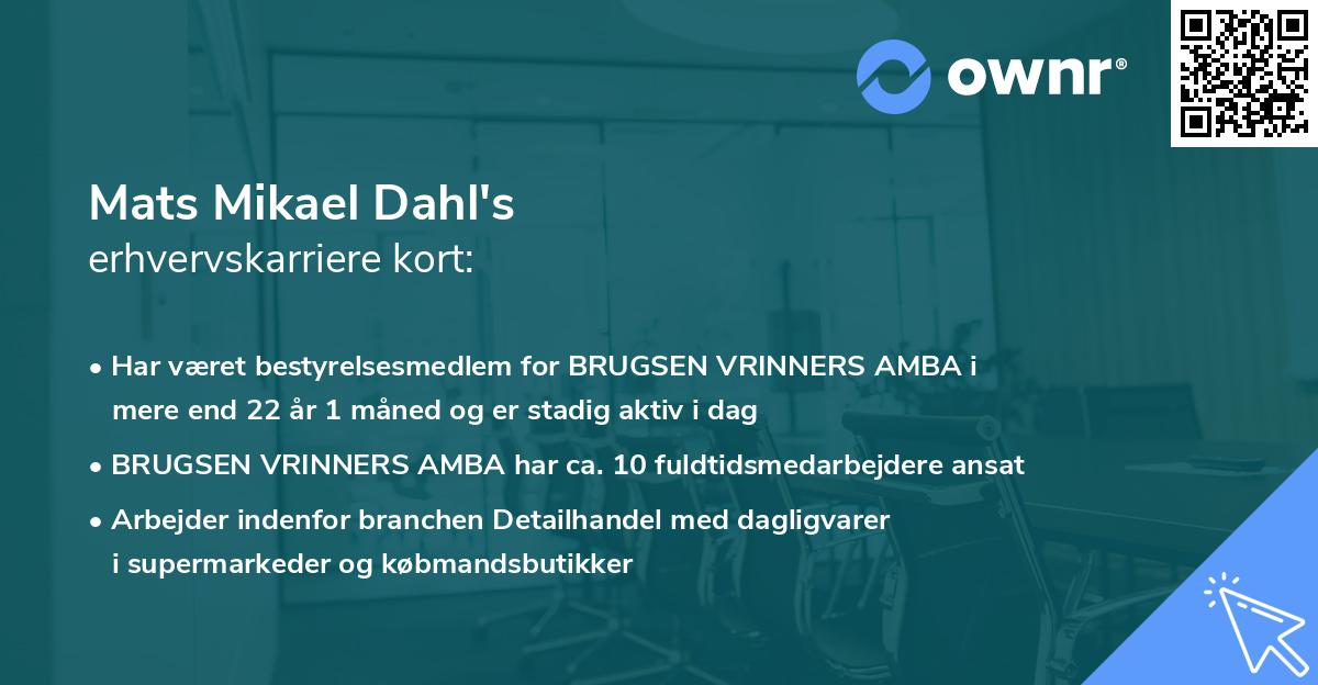 Mats Mikael Dahl's erhvervskarriere kort