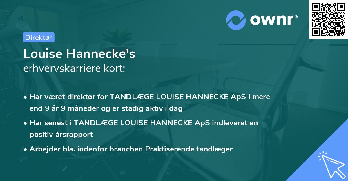 Louise Hannecke's erhvervskarriere kort