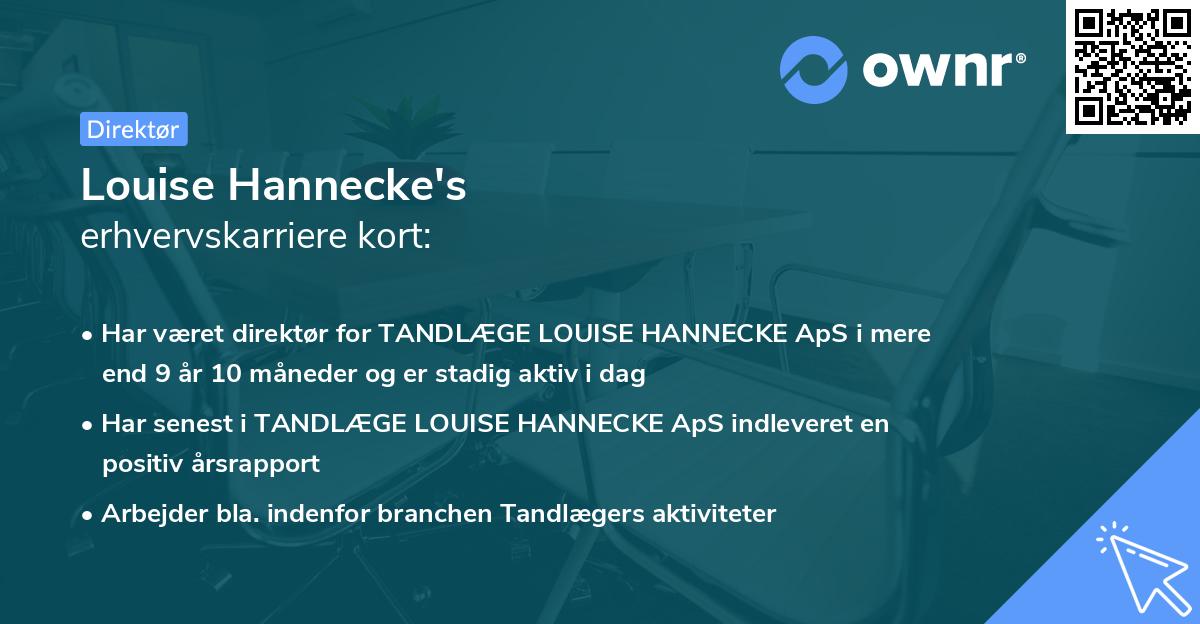 Louise Hannecke's erhvervskarriere kort